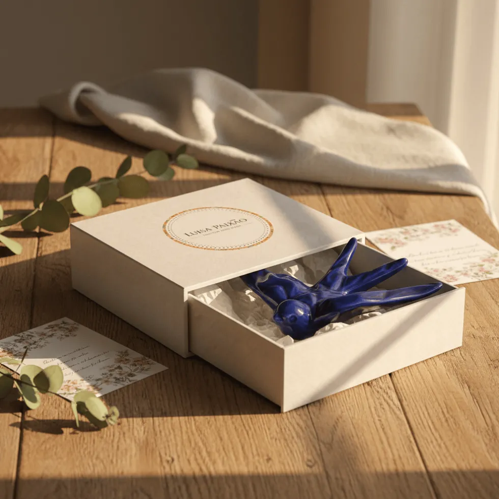 Coffret hirondelle stylisée - Bleu Cobalt