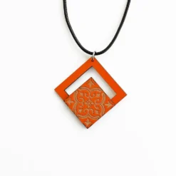 Collier coton et bois "Azulejo" - Orange