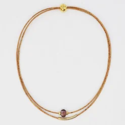 Collier en liège et perle - Rose