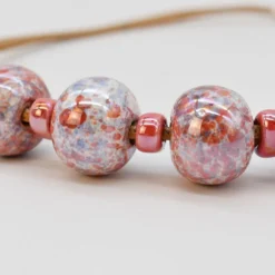 Collier en liège et perles - Rose