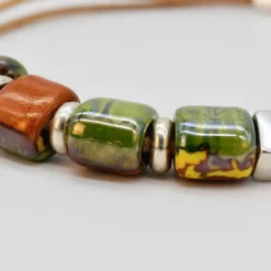 Collier en liège et perles - Vert