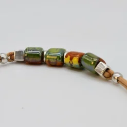 Collier en liège et perles - Vert