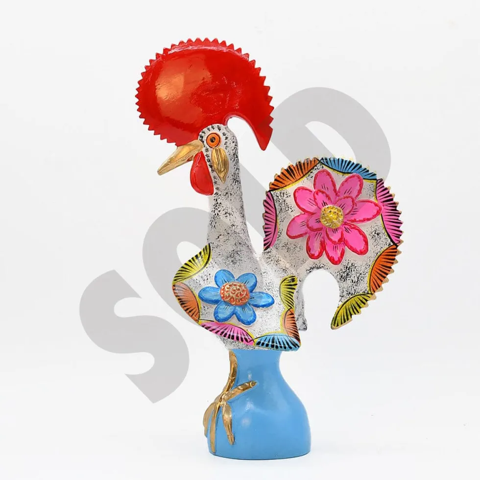 Coq de Barcelos 40cm blanc - Prazeres Côta