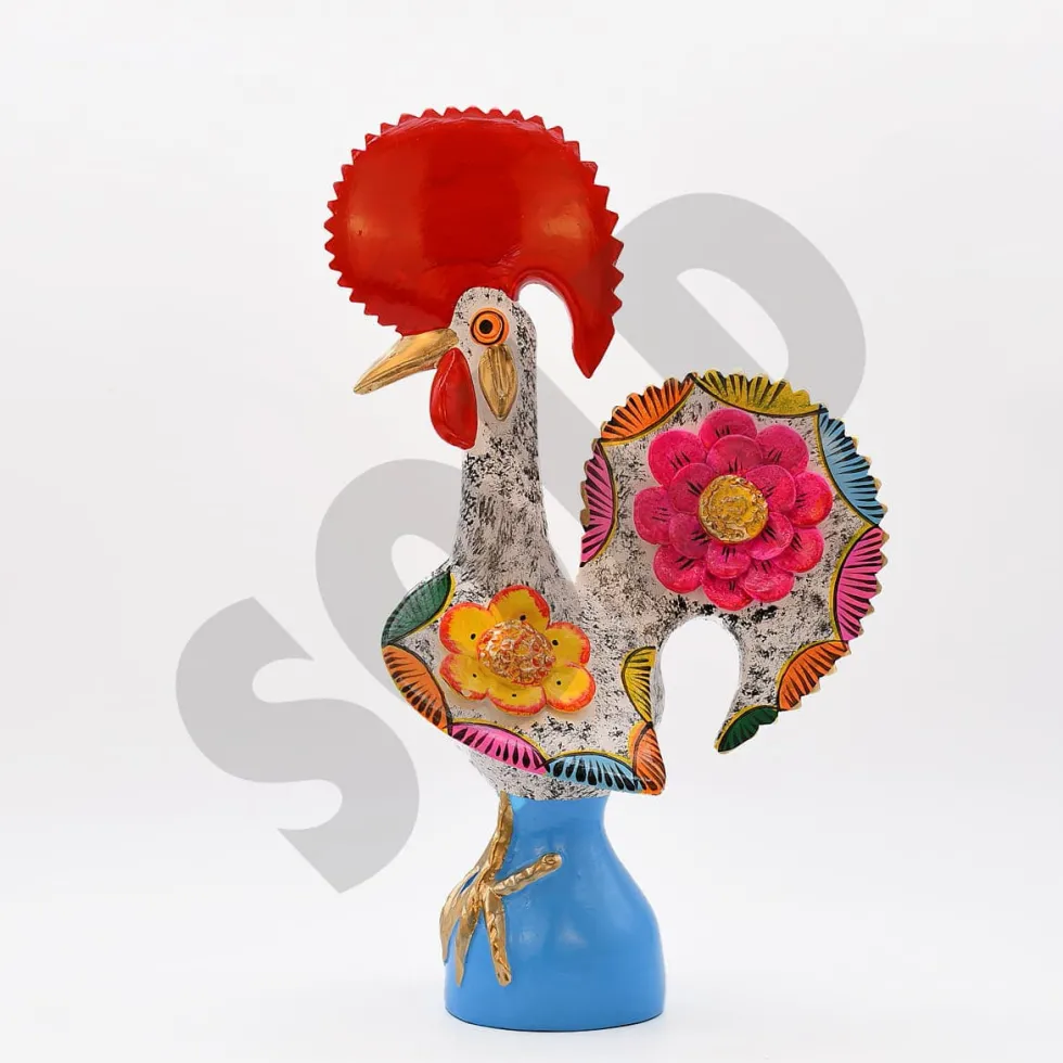 Coq de Barcelos 40cm blanc - Prazeres Côta