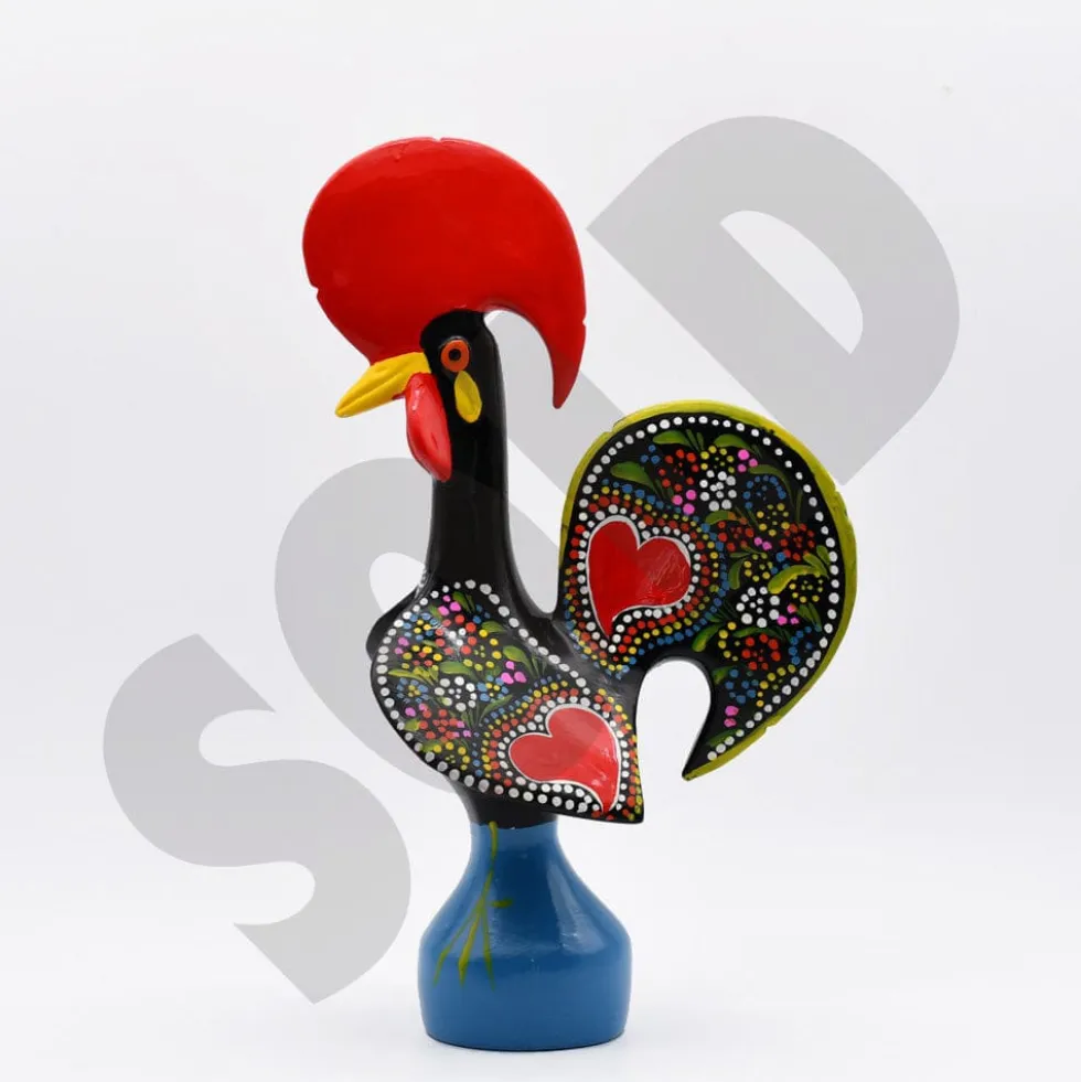 Coq de Barcelos 40cm noir - Prazeres Côta