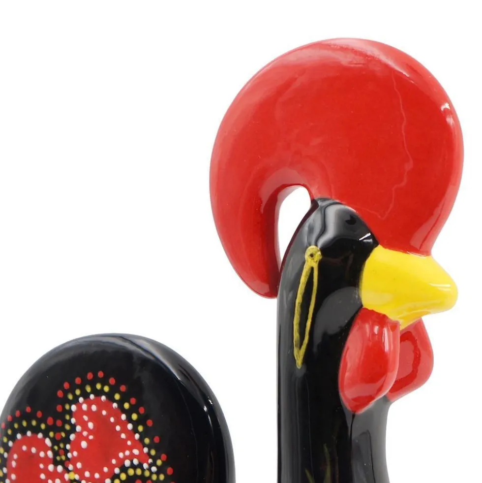 Coq de Barcelos traditionnel en céramique - Noir