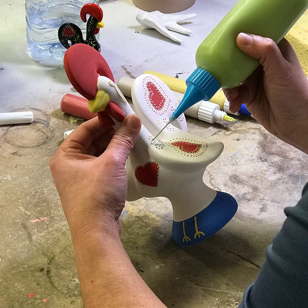 Coq de Barcelos traditionnel en céramique - Blanc