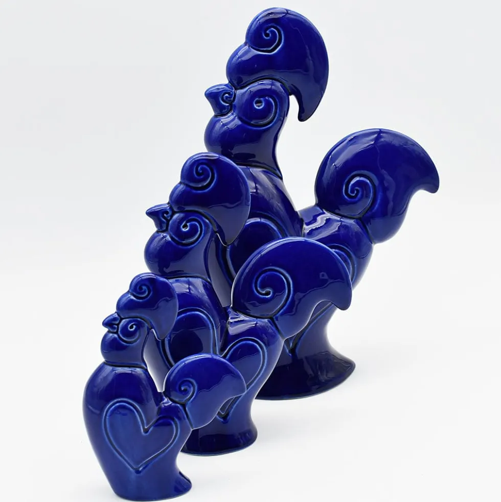 Coq en céramique - Bleu