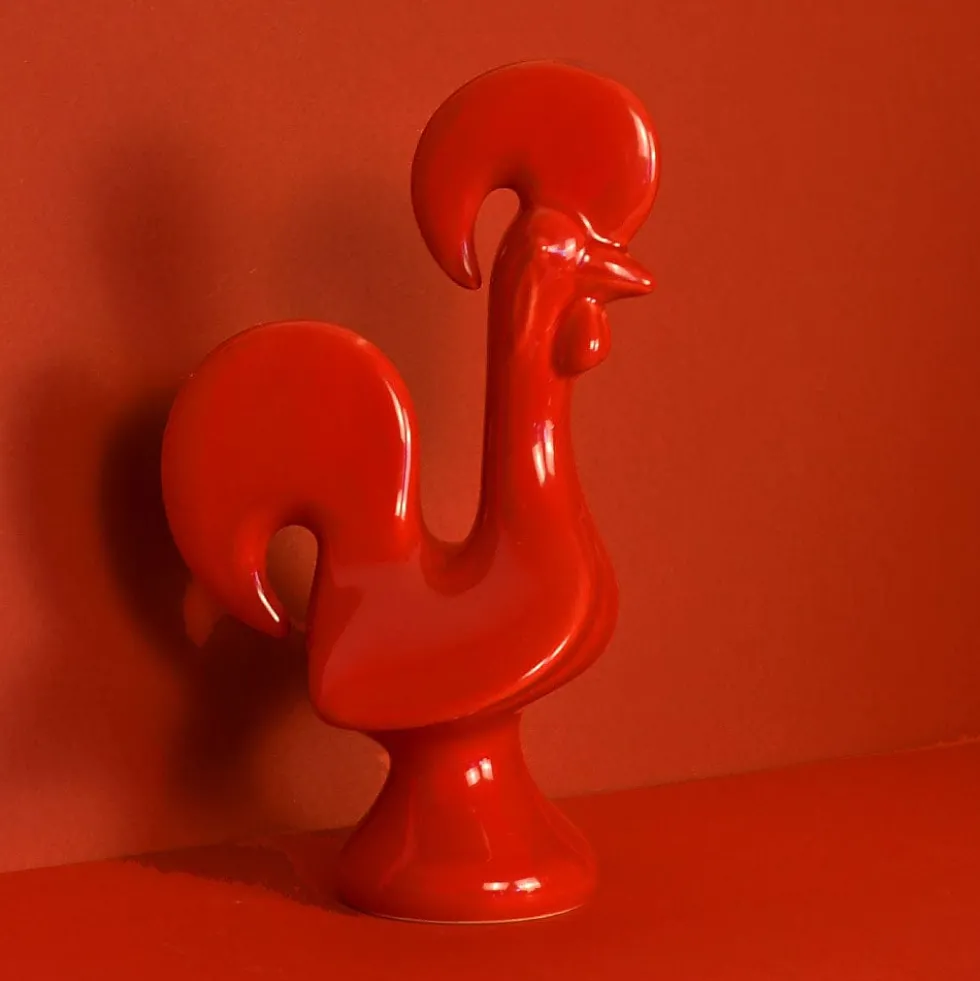 Coq portugais en céramique - Rouge