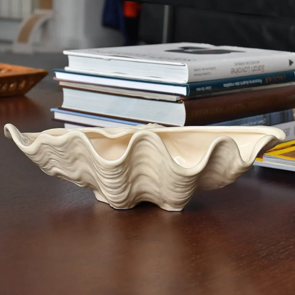 Coquillage en céramique 30cm - Beige