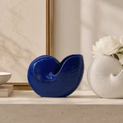 Coquillage en céramique 17cm - Bleu Cobalt