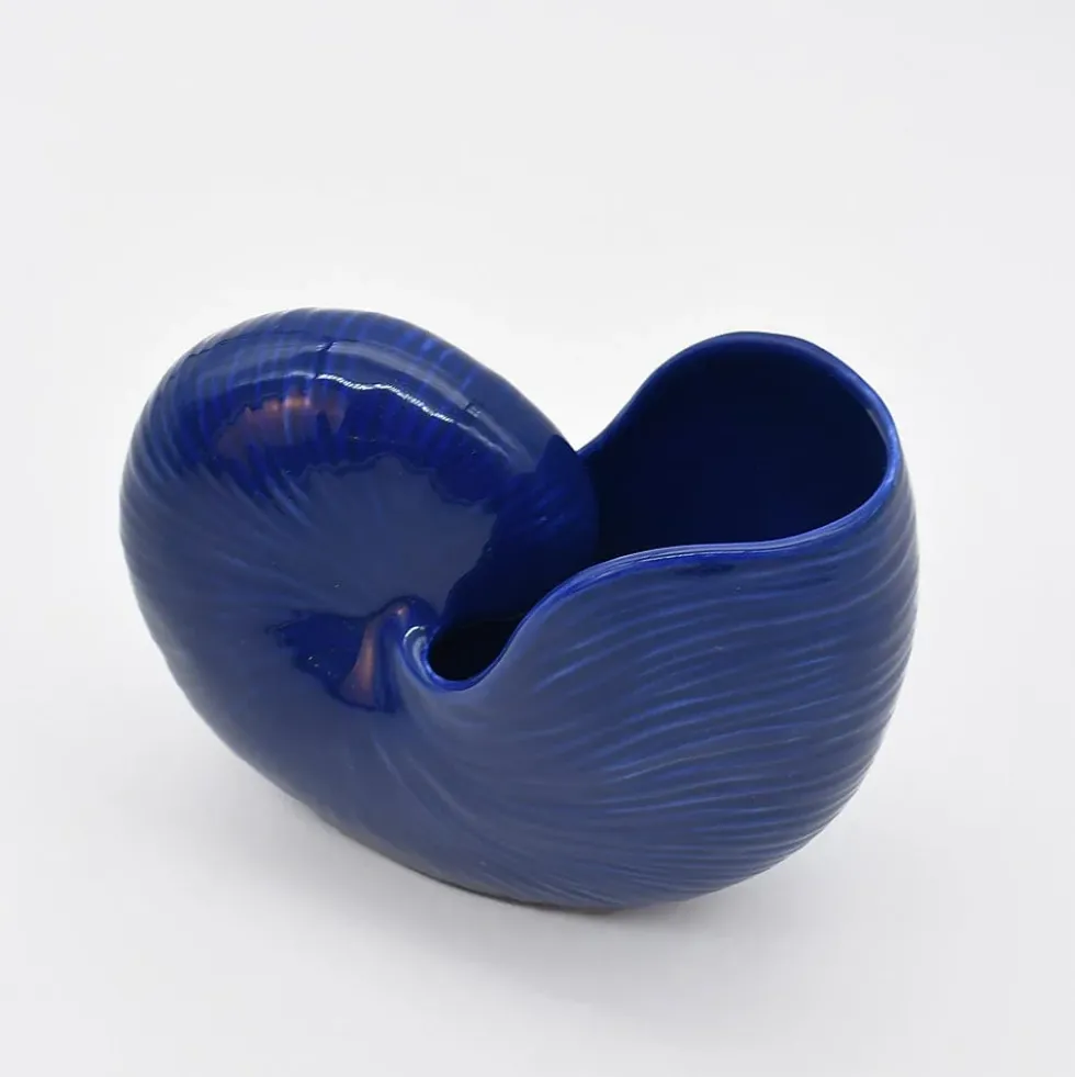 Coquillage en céramique 17cm - Bleu Cobalt