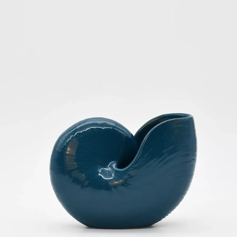 Coquillage en céramique 17cm - Bleu Pétrole