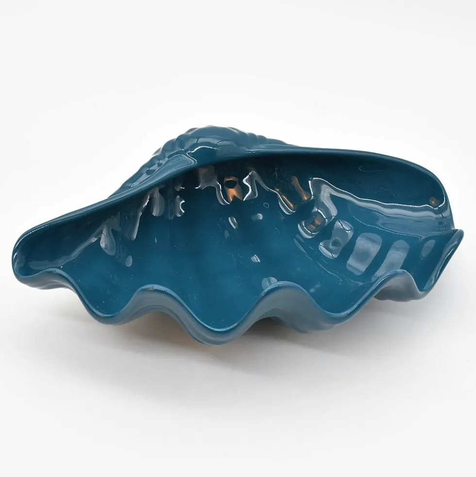 Coquillage en céramique 28cm - Bleu Pétrole
