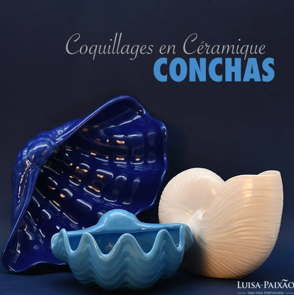 Coquillage en céramique 28cm - Bleu Pétrole