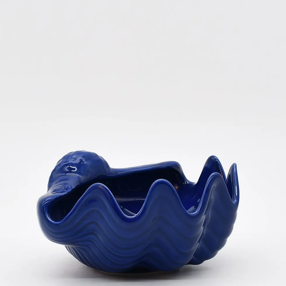 Coquillage en céramique 16cm - Bleu Cobalt