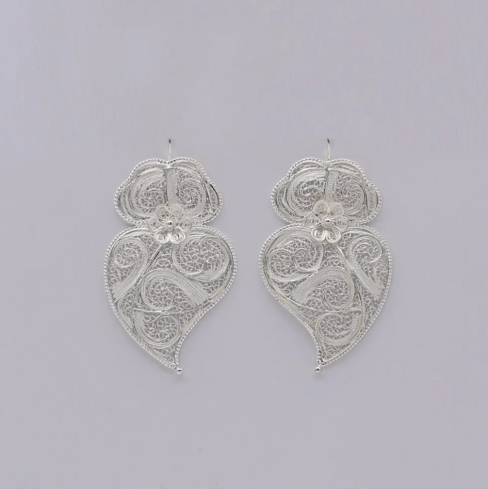 Coração de Viana I Boucles d'oreille en argent - 6.5cm
