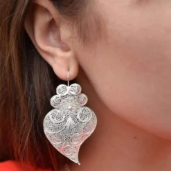 Coração de Viana I Boucles d'oreille en argent - 6.5cm
