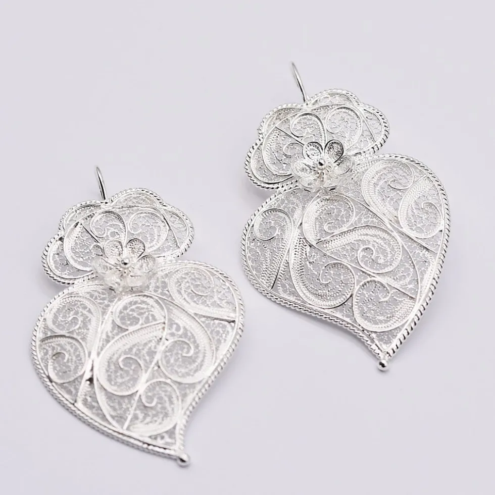 Coração de Viana I Boucles d'oreille en argent - 6.5cm
