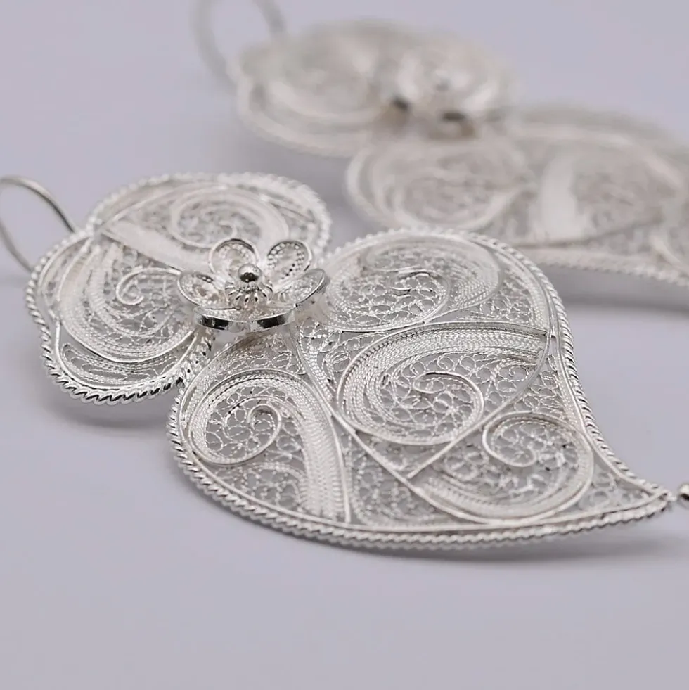 Coração de Viana I Boucles d'oreille en argent - 6.5cm