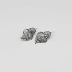 Coração de Viana I Boucles d'oreille en argent oxydé - 3.5cm