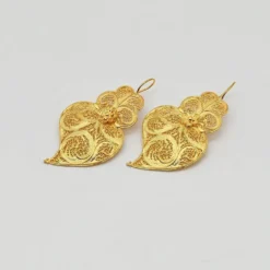 Coração de Viana I Boucles d'oreille en argent doré - 5cm