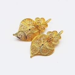 Coração de Viana I Boucles d'oreille en argent doré - 3.5cm