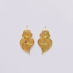Coração de Viana I Boucles d'oreille en argent doré - 3cm