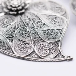 Coração de Viana I Boucles d'oreille en argent oxydé - 6.5cm