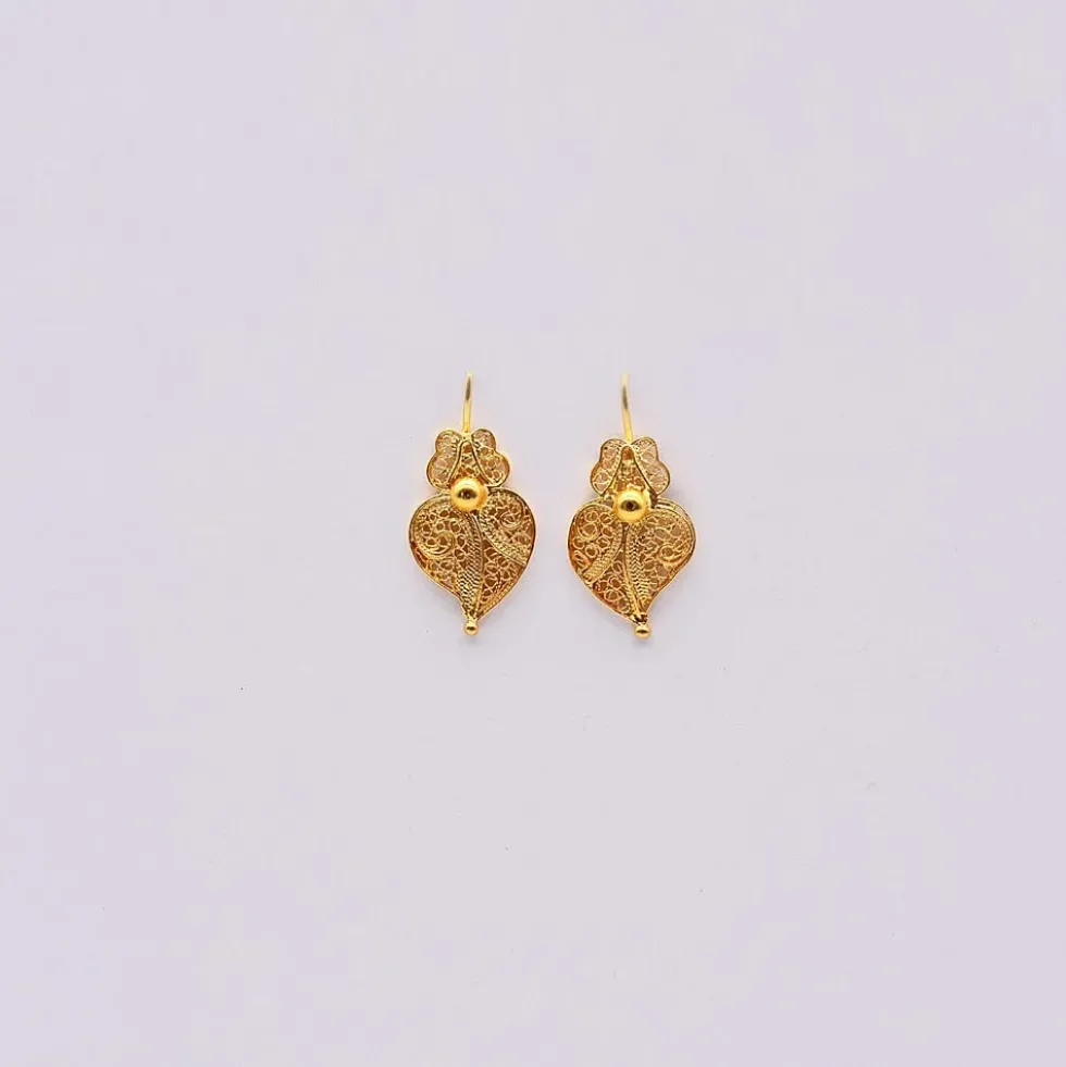 Coração de Viana I Boucles d'oreille en argent doré - 2.5cm