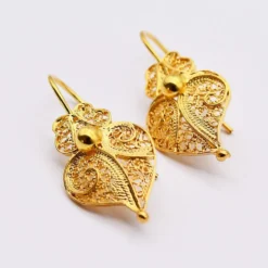 Coração de Viana I Boucles d'oreille en argent doré - 2.5cm