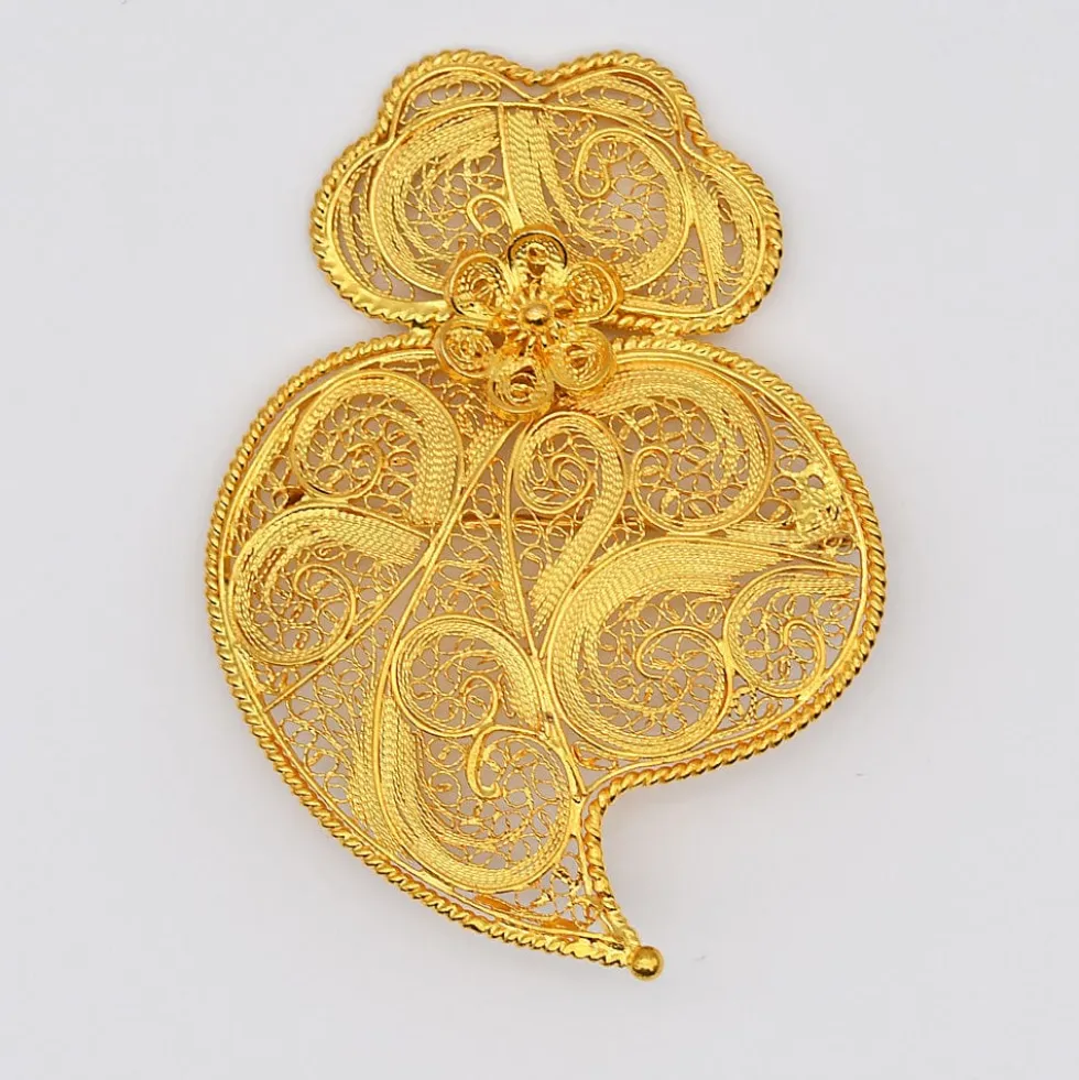 Coração de Viana I Broche en argent doré - 6cm