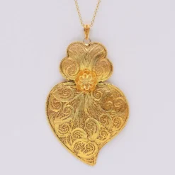 Coração de Viana I Pendentif en argent doré - 11 cm