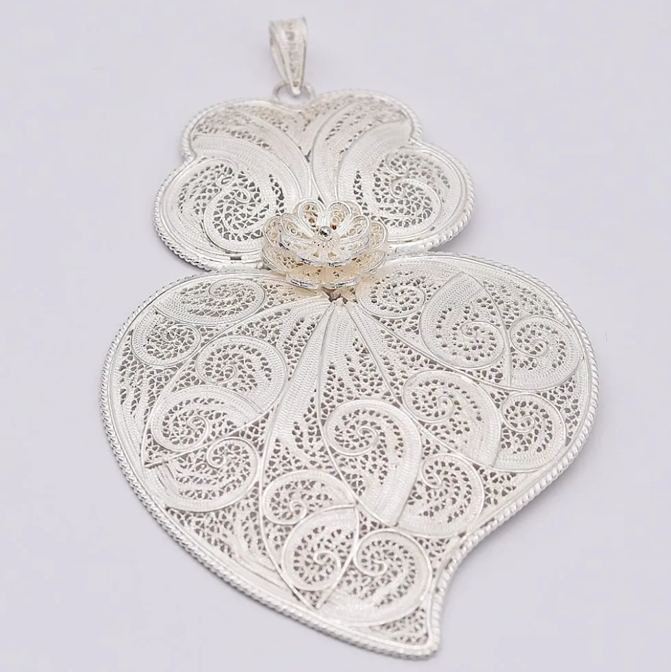 Coração de Viana I Pendentif en argent - 11 cm