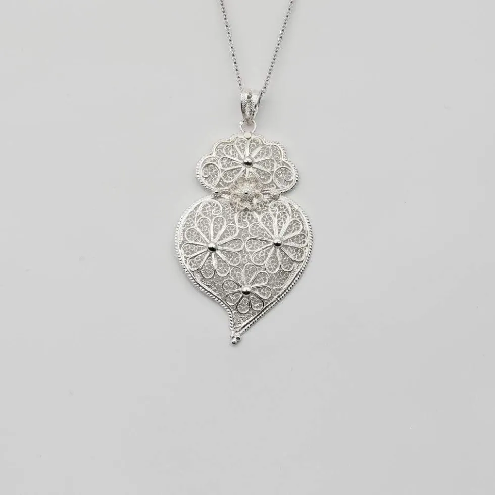 Coração de Viana I Pendentif en argent - 8cm