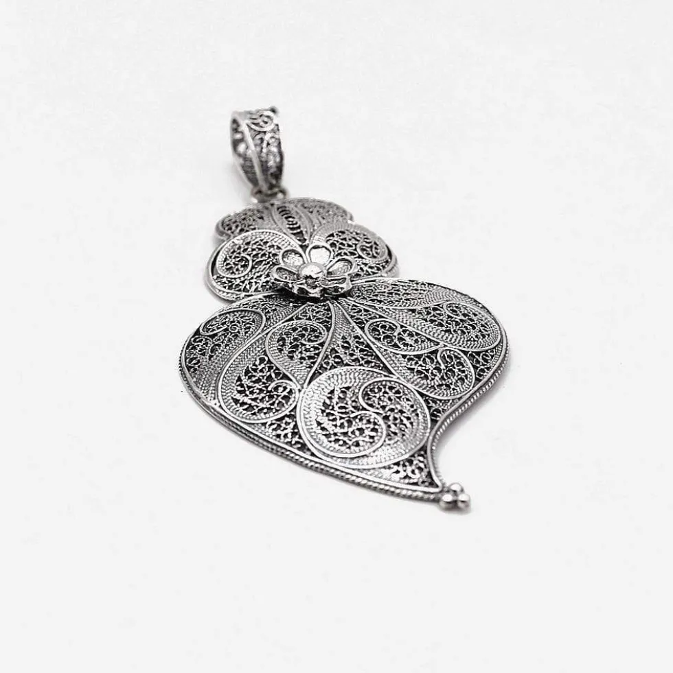 Coração de Viana I Pendentif en argent - 6cm