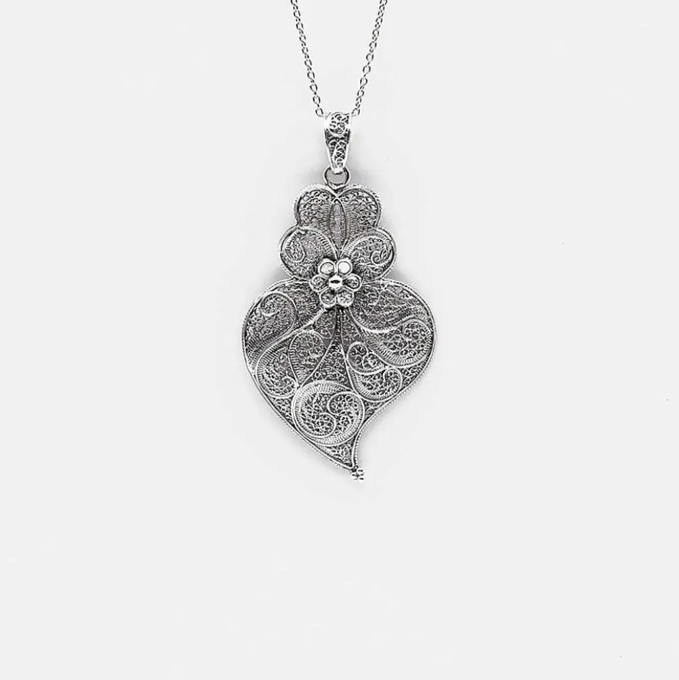Coração de Viana I Pendentif en argent - 6cm