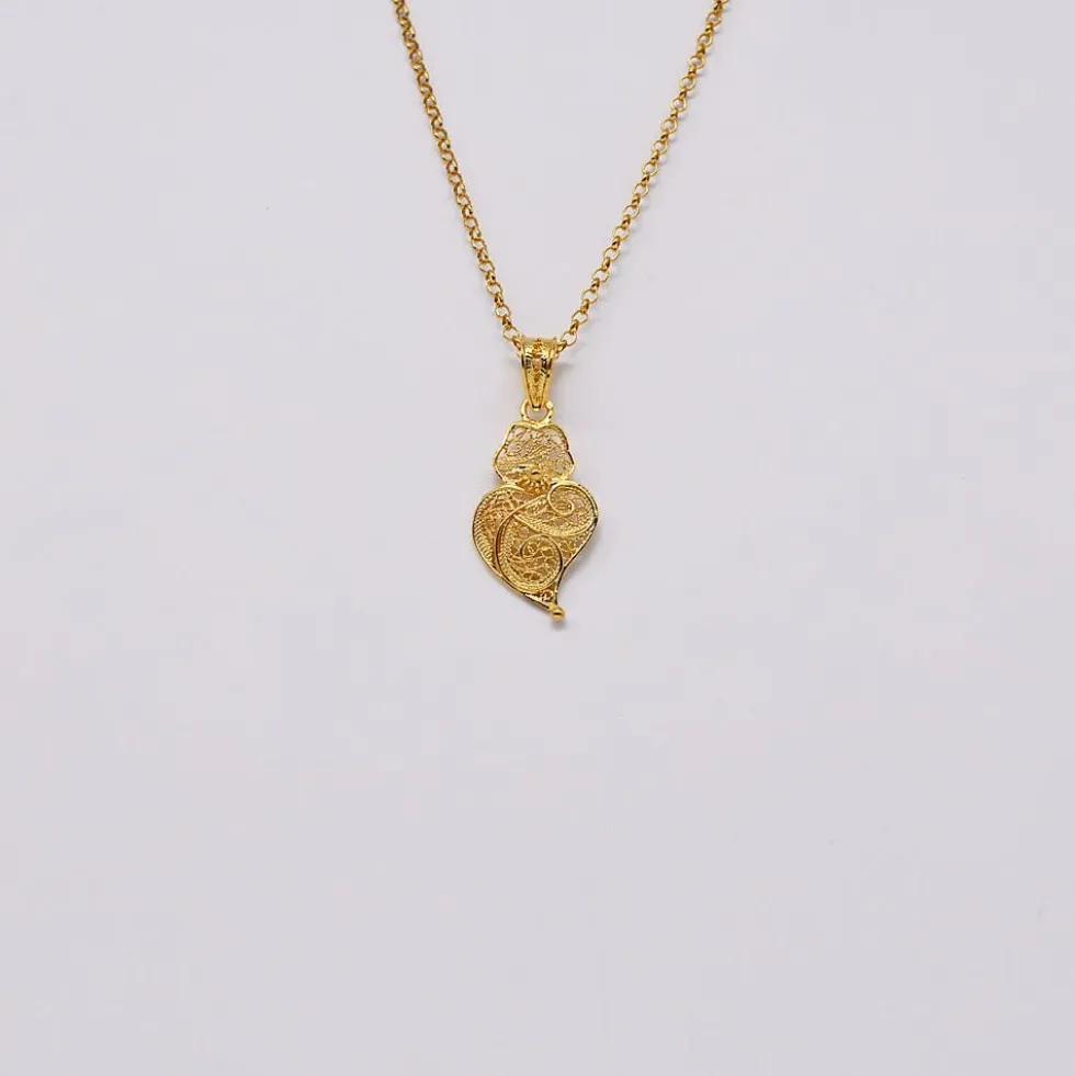 Coração de Viana I Pendentif en argent doré - 3cm