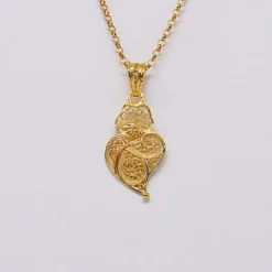 Coração de Viana I Pendentif en argent doré - 3cm