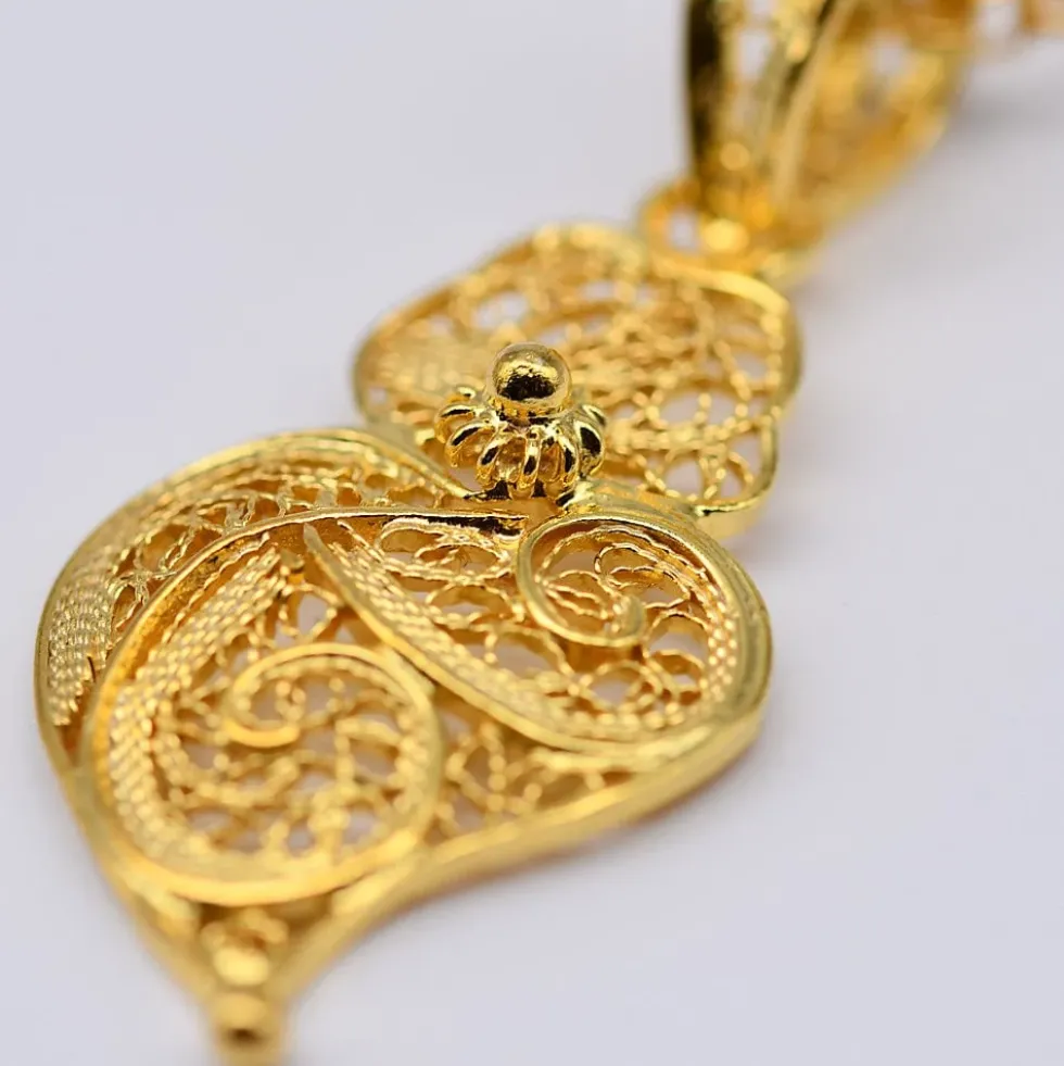 Coração de Viana I Pendentif en argent doré - 3cm