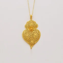 Coração de Viana I Pendentif en argent doré - 8cm