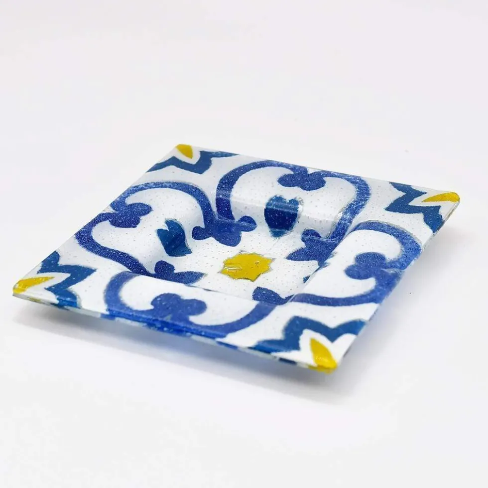 Coupe creuse en verre fusionné "Azulejos"