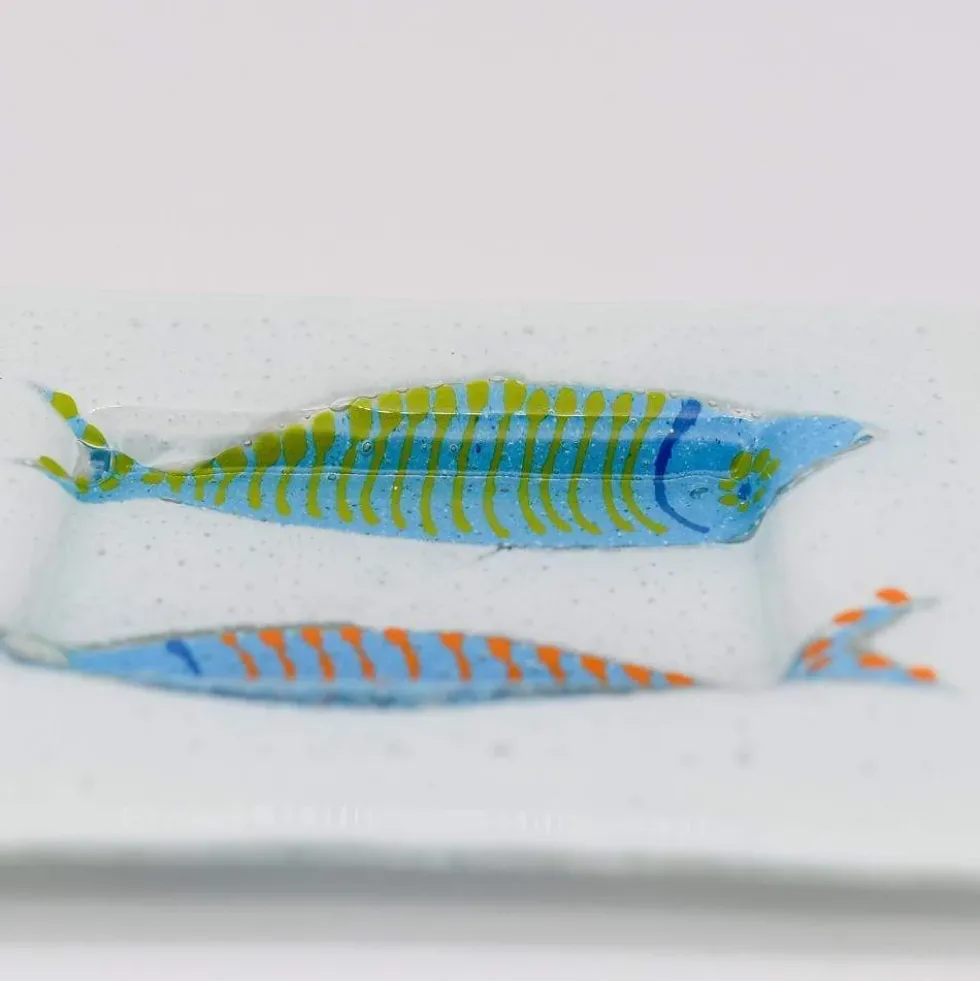 Coupe creuse en verre fusionné "Sardinhas"