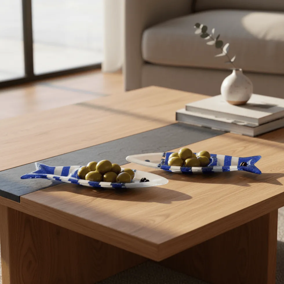 Coupe à olive en verre - Bleu