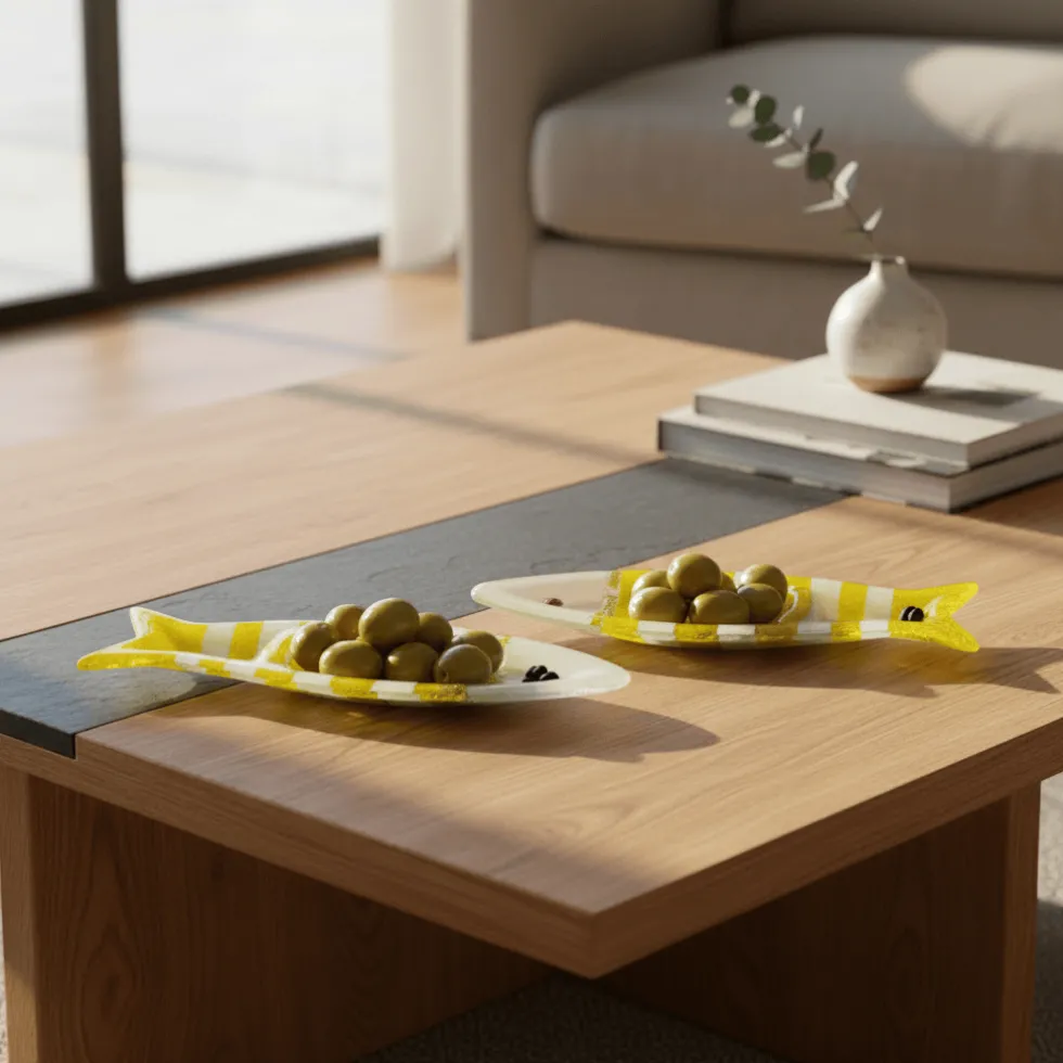 Coupe à olive en verre - Jaune