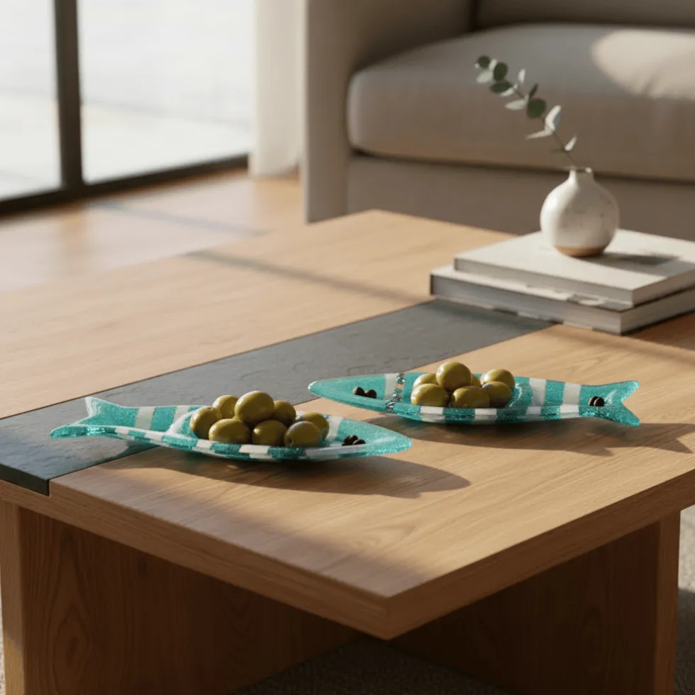 Coupe à olive en verre - Turquoise