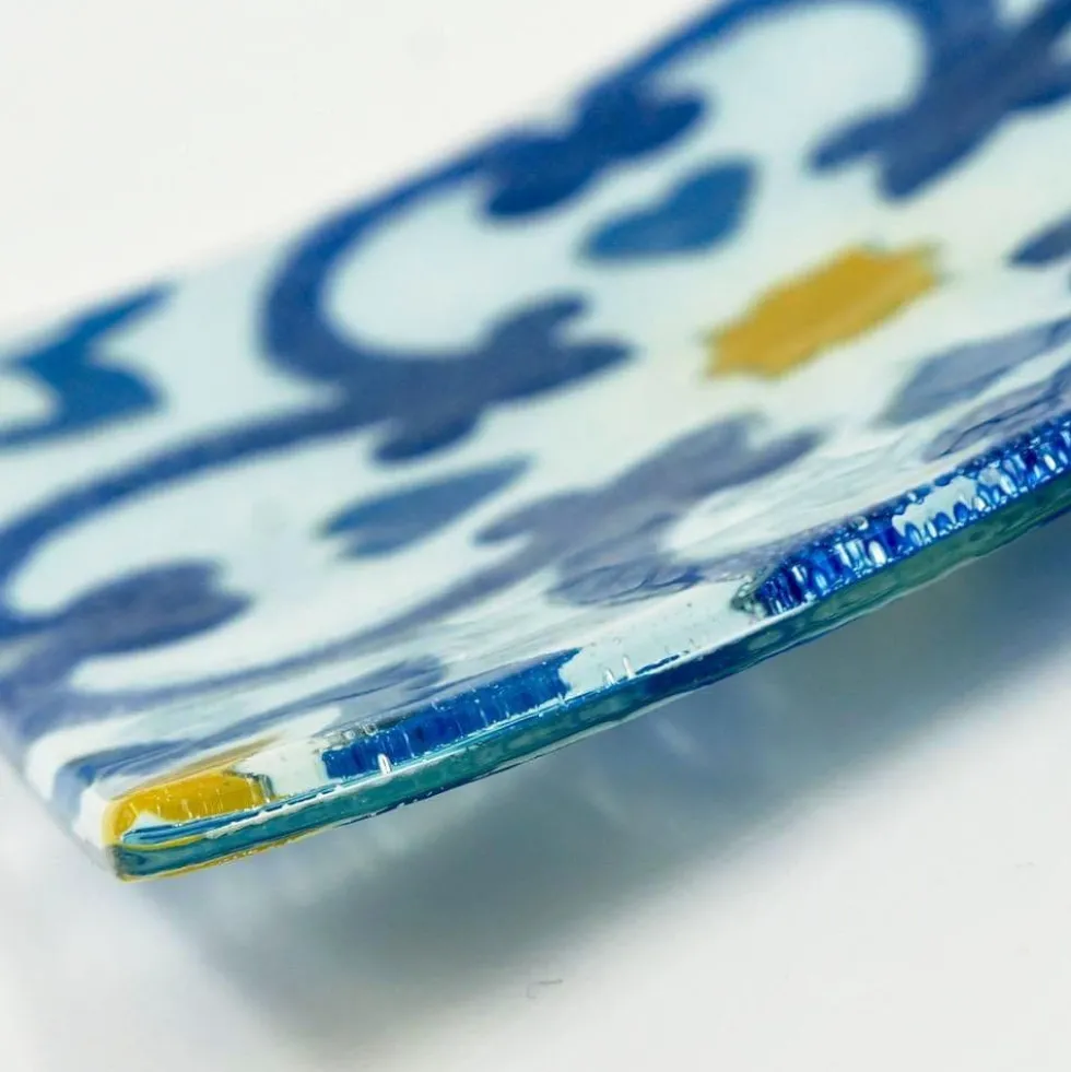 Coupe plate en verre fusionné "Azulejos"