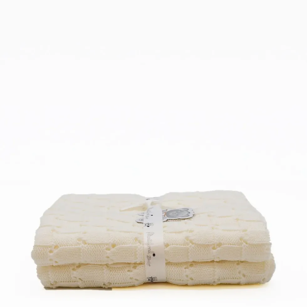 Couverture en maille pour bébé - Blanc