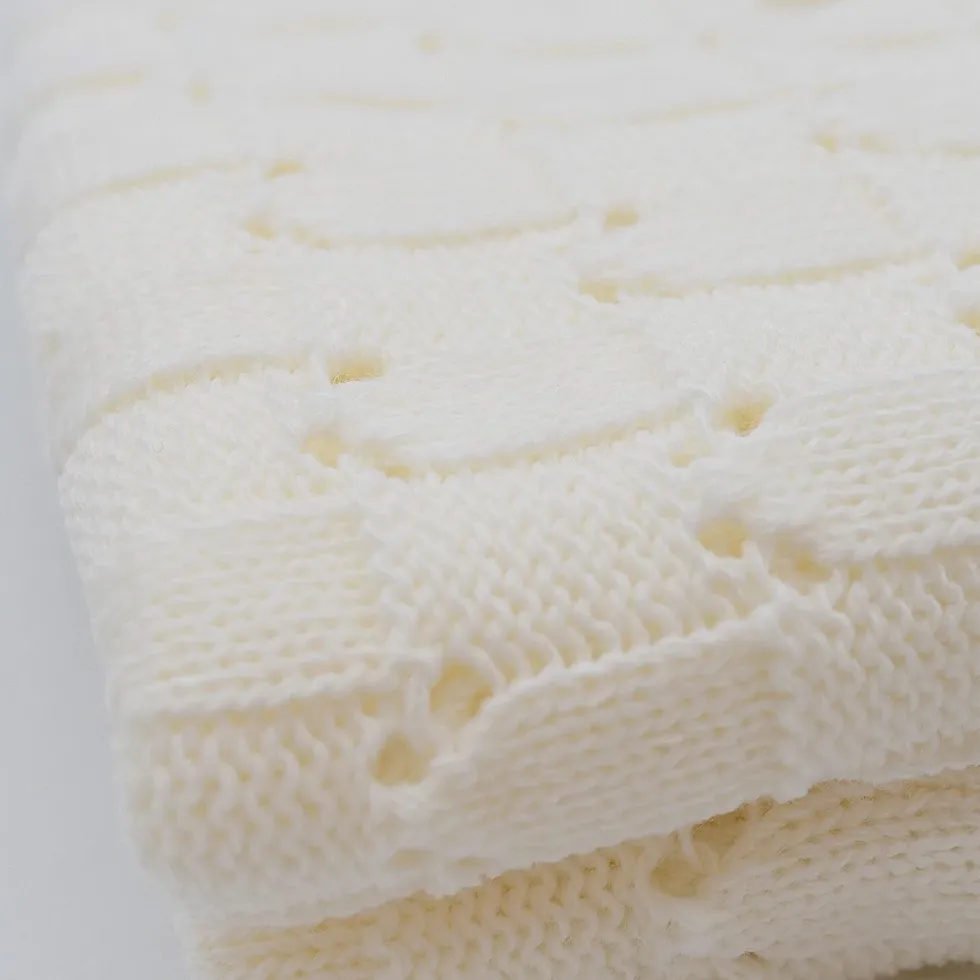 Couverture en maille pour bébé - Blanc