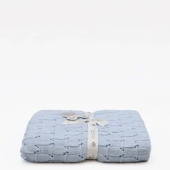 Couverture en maille pour bébé - Bleu